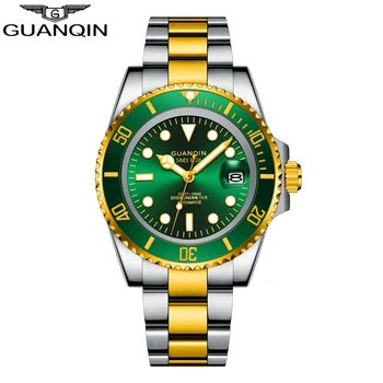 

GUANQIN Japan Men NH35A Movement Mechanical Watches Steeldive Sapphire 100m Waterproof Automatic Men Sport Ceramics Wristwatch