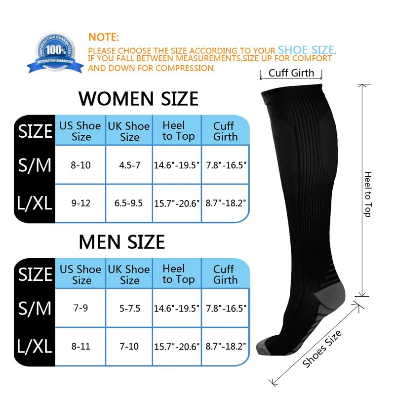 24 Styles Unisex Compression Socks Funny Pattern Fruit Star Stripe Cat Black Socks Outdoor Cycling Long Pressure Stockings High