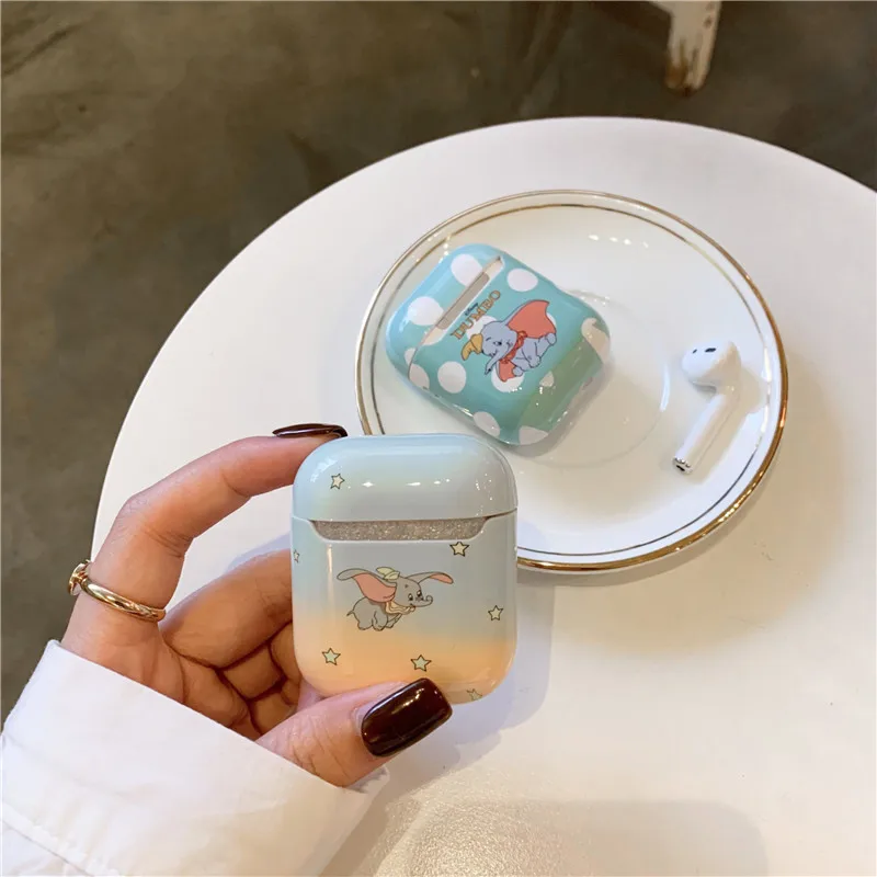 Прекрасный Dumbo Baby Elephant для Apple airpods аксессуары Ударопрочный пластиковый жесткий чехол для Airpods 1 2 защитный чехол