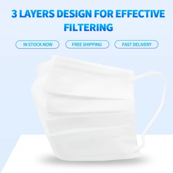 

10/20/50/100pcs Disposable Face Mask In Stock Fast shipping white Non Woven Disposable Anti-Dust Masks Face Mouth Masks