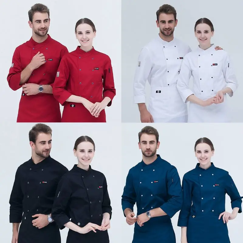 Unisex Chef Jacket Coat Restaurant Hotel Work Uniform Long Mesh Sleeves Sz Ths01 