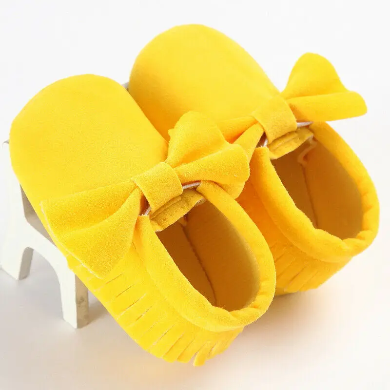 

US STOCK Baby Infant Toddler Newborn Crib Mary Jane Fringed Bow Moccasins Shoes Prewalker