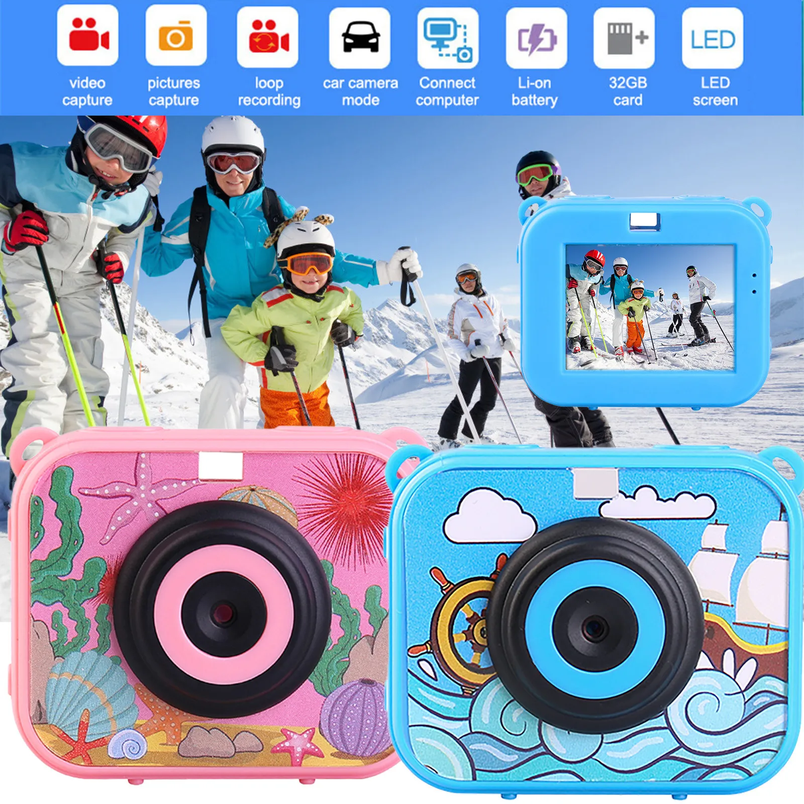NEW Child camera Sport Cam for Skiing Swimming Riding Birthday Gift Go Waterproof Pro 720P Mini Camera DV Video Recorder | Электроника