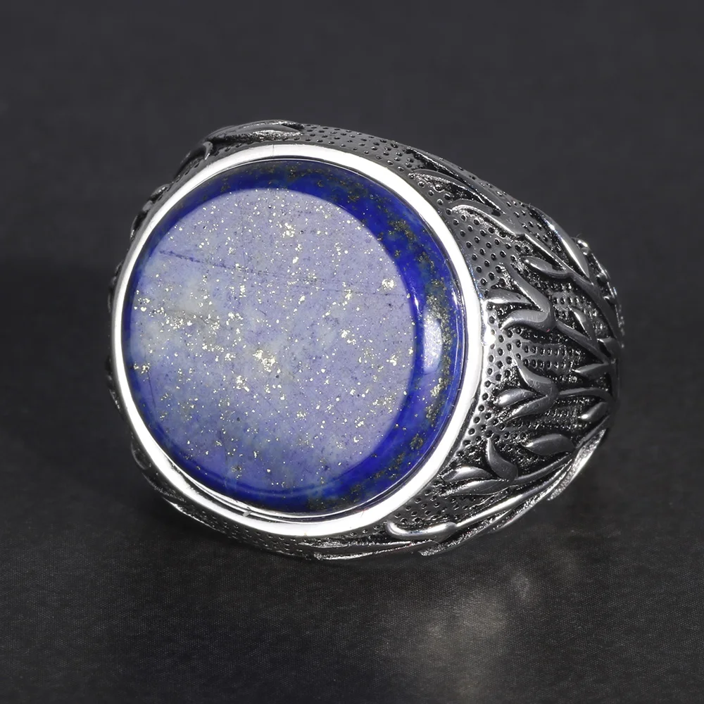 New 925 Sterling Silver Natural Lapis Lazuli 18mm Top Zircon Ring Size 5-9