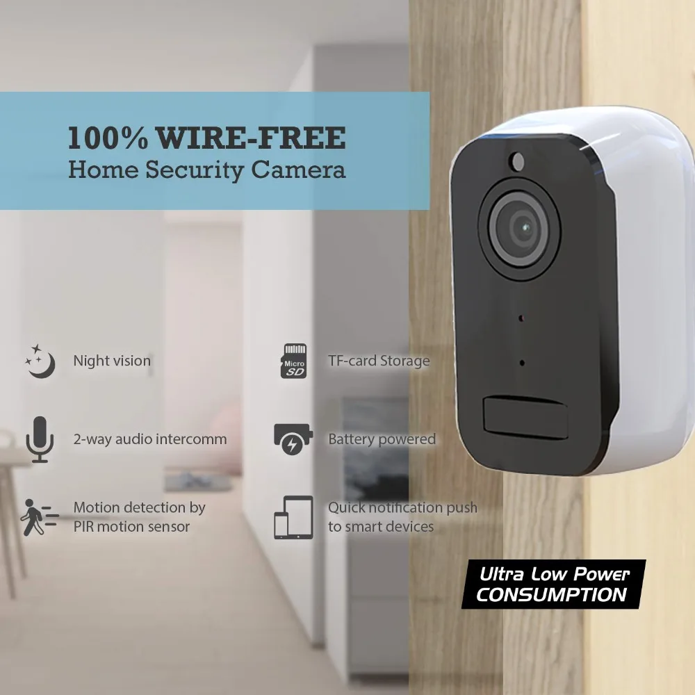 Камера с питанием от аккумулятора, WiFi, ip-камера, домашняя система безопасности, ночное видение, для помещений/улицы, беспроводная ip-камера,, без проводов