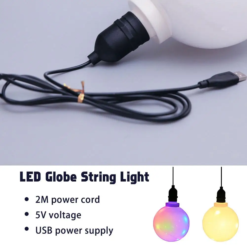 LED Globe String Light Round Waterproof Copper Wire Spherical Hanging Lamp for Outdoor Garden Yard