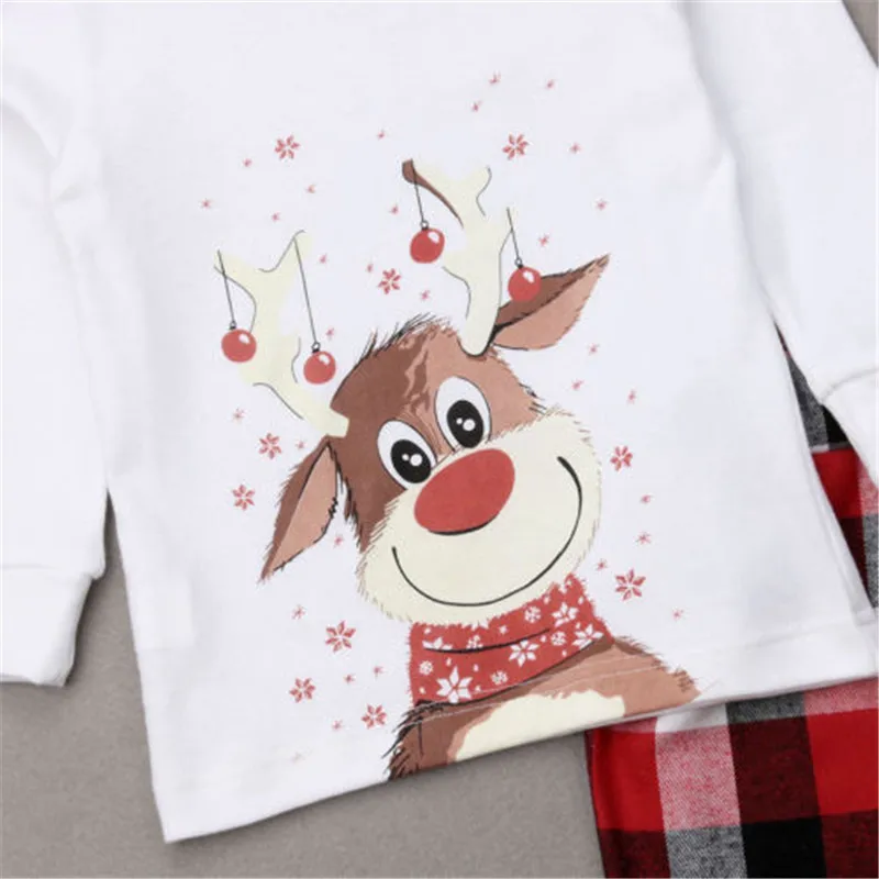 Family Christmas Pajamas Xmas Deer Print Family Matching Clothes Adult Women Man Kids Christmas Pjs Clothing Outfits