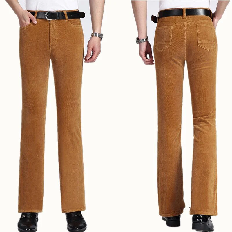 Men's Casual pants Autumn and Winter New Thick Men's Casual pants Khaki Corduroy Loose Corduroy FIared