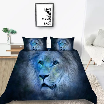 

Lion Head Bedding Set King Size Fashionable Fantasy Duvet Cover Galaxy Queen Twin Full Single Double Unique Design Bed Set