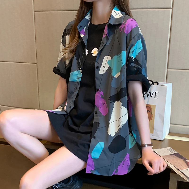 2020 New Summer Korean Shirts and Blouse Womens Streetwear Modis Ladies Tie Dye Shirt Women Tops Blusas Feminine Harajuku Shirt