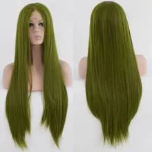 Bombshell, зеленый, длинный, прямой, синтетический, 13*3, парик на кружеве, жаропрочное волокно, натуральный волос, средняя часть, для женщин, парики