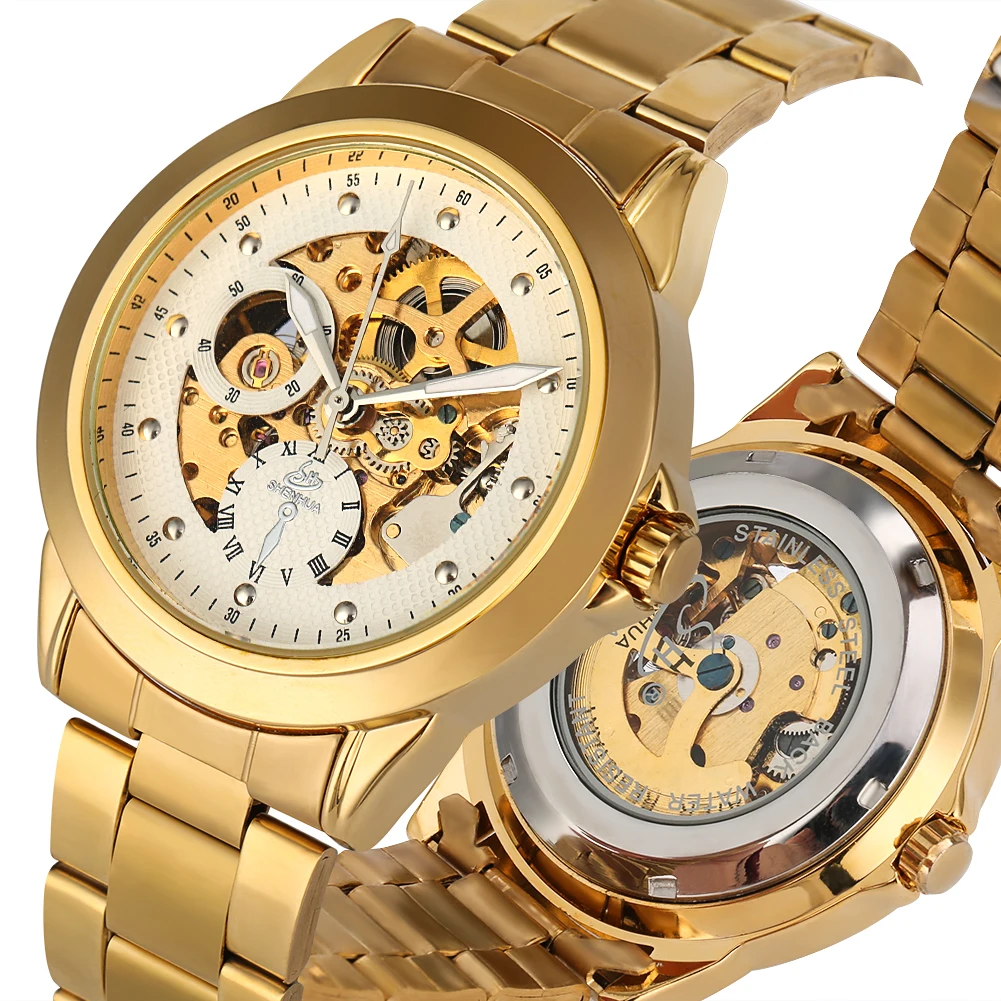 

Hollow-out Dial Mechanical Watch for Men Gentle Stainless Steel Strap Watches Males Exquisite Luminous Pointers horloges mannen