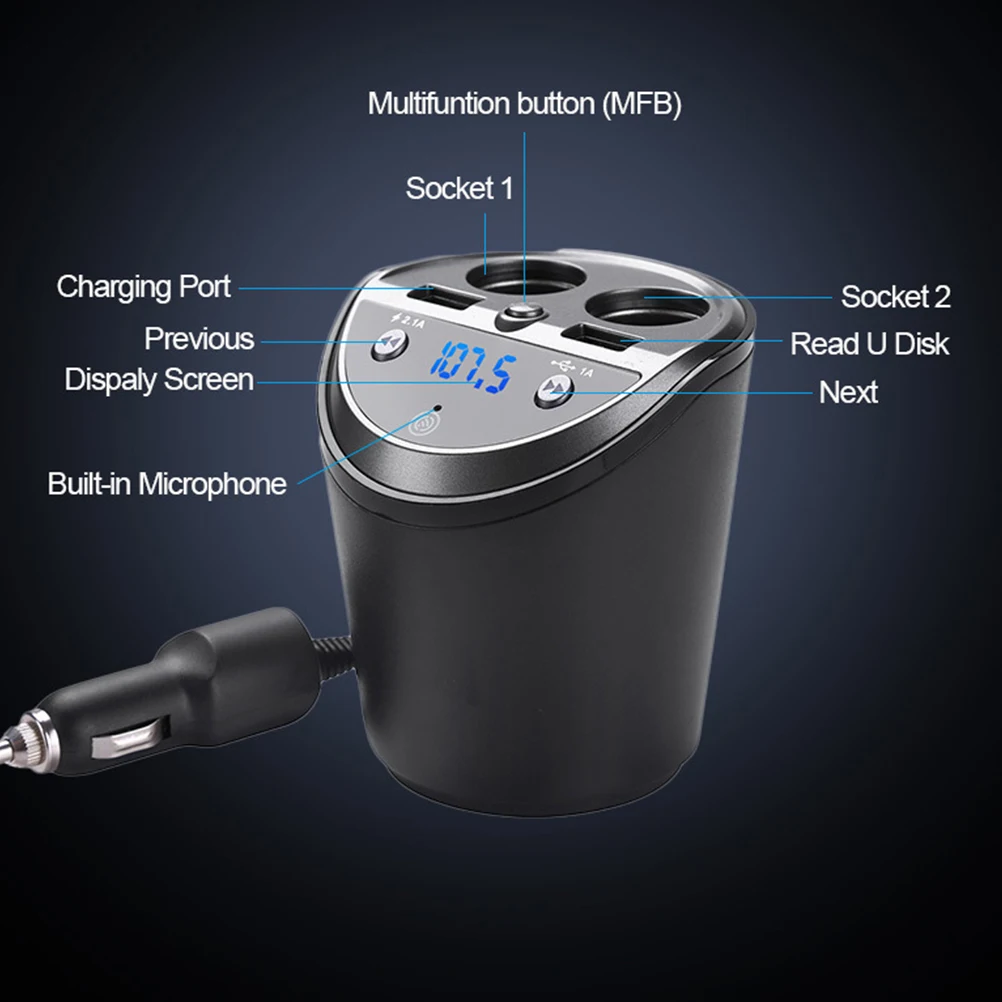 1 шт. автомобильный fm-передатчик Usb Автомобильное зарядное устройство чашка MP3 плеер Автомобильный комплект свободные руки прикуриватель двойной USB зарядное устройство U диск воспроизведение музыки