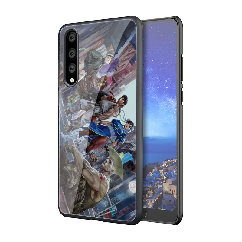 EWAU игра уличные бойцы закаленного стекла телефон чехол для Huawei P10 P20 P30 mate 20 Lite pro P Smart Y6 Y9 Honor 8X9 10