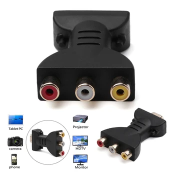 

New AV Digital Signal 1080p HDMI To VGA Adapter Male To 3 RCA Video Audio Cable RGB Color Difference Component Connector