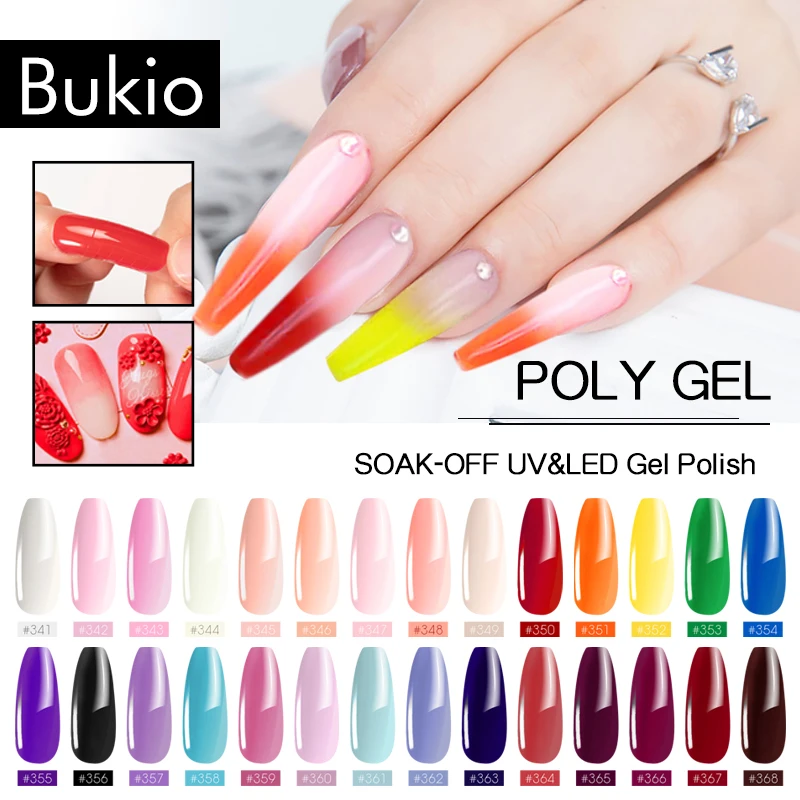 Bukio Цвет Polygel расширение поли гель Наборы Французский прозрачный дизайн ногтей