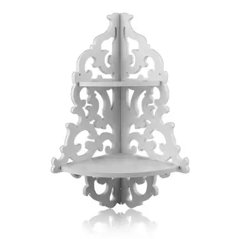 

Vintage Decor Floral White Wood Wall Corner Rack Storage Shelf Corner Rack