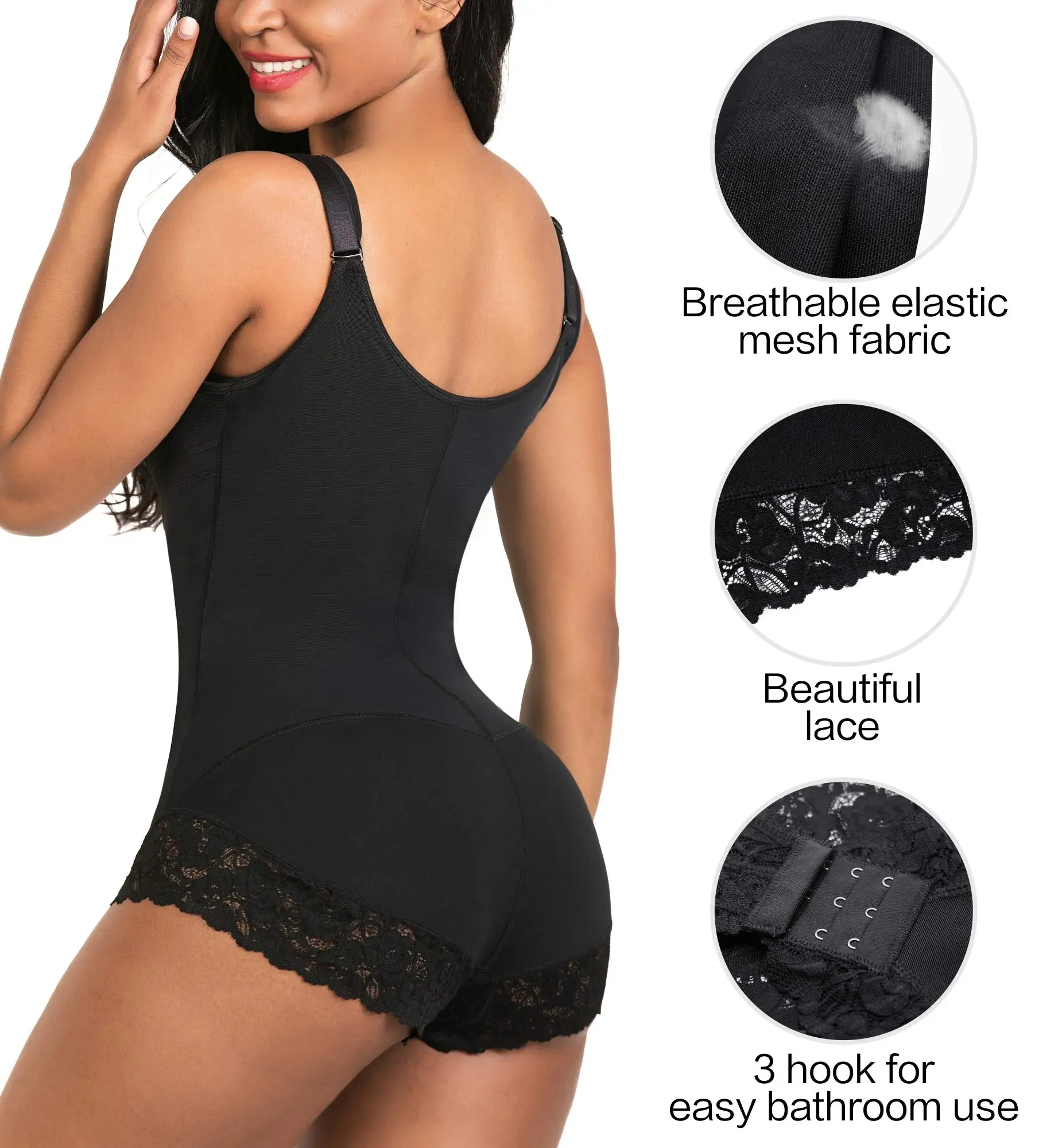 low back shapewear Original Shapewear for Women Tummy Control Fajas Colombianas Body Shaper Zipper Open Bust Bodysuit   Fajas Reductoras Binders full body shaper