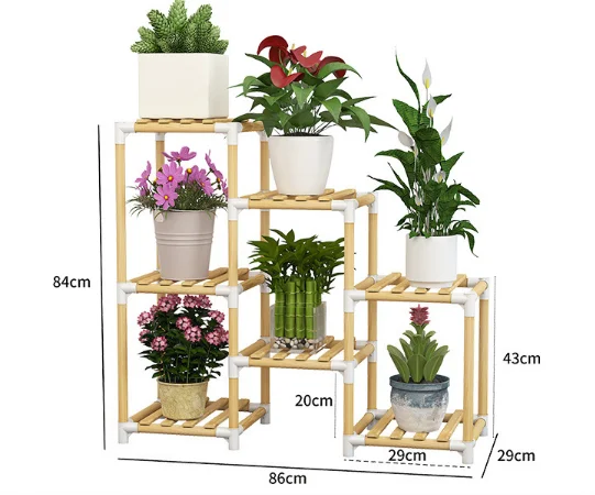 Короткие деревянные полки цветок стенд 4 слоя твердой древесины подставка для цветов балкон подставка для цветов завод стенд Крытый садовый деревянный завод стенд - Цвет: A5  84x86x29cm