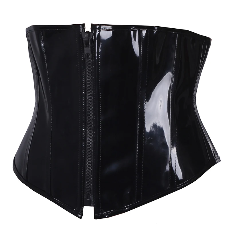 Ladies Slimming Corsets and Bustiers Sexy PVC Lingerie Black Body Shaper Waist Trainer Corset Steampunk Underbust Top Button | Женская