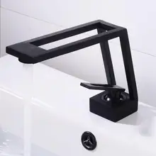 Luxury  Bathroom Faucet Hollow design Bathroom Basin Faucet Cold & Hot Water Mixer Sink Tap Single Handle Deck Mounted Black Tap