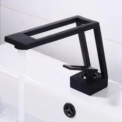 Luxury  Bathroom Faucet Hollow design Bathroom Basin Faucet Cold & Hot Water Mixer Sink Tap Single Handle Deck Mounted Black Tap