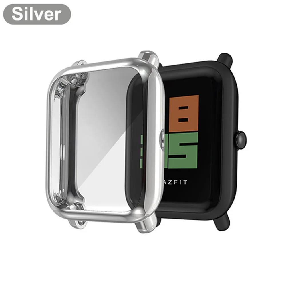 Чехол для часов для Xiaomi Huami Amazfit Bip Lite, чехол, ТПУ, силикон, мягкая защита экрана для часов Huami Amazfit, полное покрытие - Цвет: silver