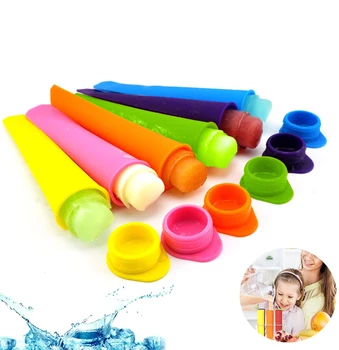 

1PC Silicone Ice Cream Molds Multicolored Popsicle Molds Reusable Ice Cream Sleeves with Lids for Home DIY Mold with Clean Brush