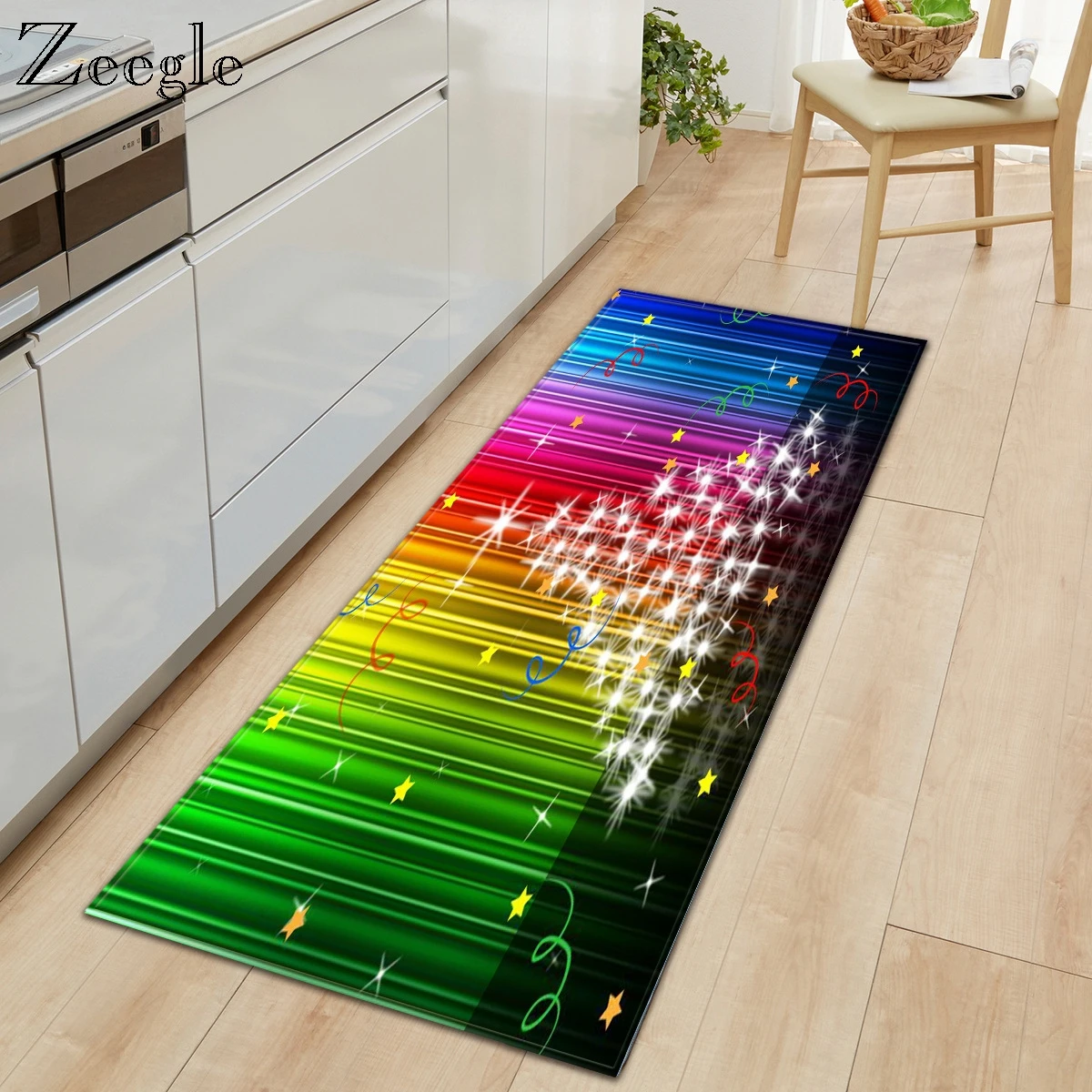 Zeegle Christmas Kitchen Floor Mat Non-slip Carpet Anti-slip Hallway Floor Rug Floor Mat Absorbent Kitchen Carpet Bath Soft Rug