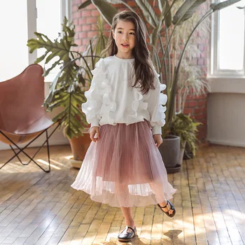 

Long School Big Girl Skirts Spring Summer Autumn 2019 A Line Mid Calf Pink Teen Skirt For Girls Little Children Clothing Casual