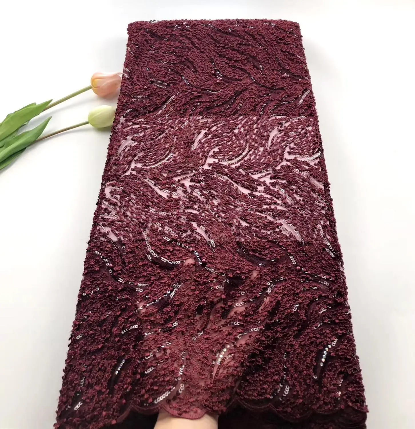

French lace fabric 5yds/pce sequins embroidery cotton material mesh fabrics women luxury lagos party nigerian asoebi swiss dress