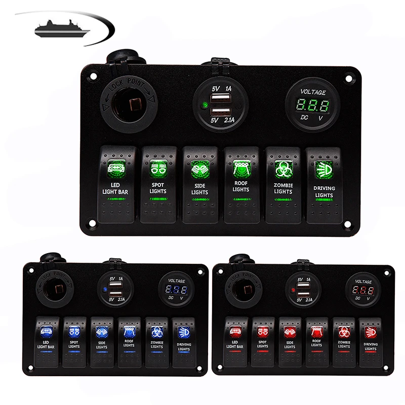 de interruptor Universal para voltímetro de 12V, accesorios USB duales para barco marino, caravana, RV, interruptores eléctricos de pantalla Digital|Relés e interruptores de coche| - AliExpress