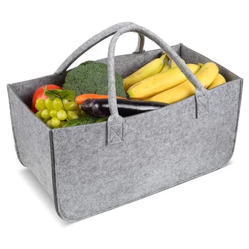 

Felt Storage Basket With Handles Large 30L Reusable Foldable Shopping Trolley Bags Felt Storage Bin Multi-Use Bags 2020