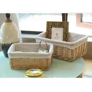 

yazi Wicker Basket Wicker Storage Boxes Clothes Fruit Basket Organizer