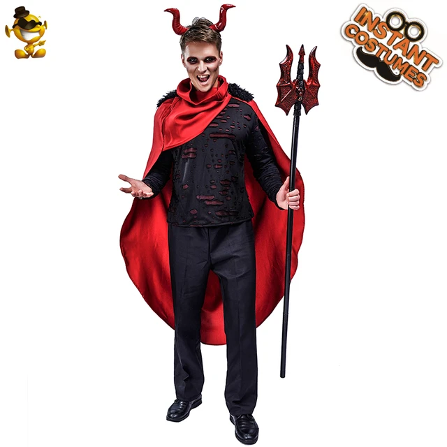 Fantasia Diabo Adulto Masculina Halloween Diabinho Com Chifres e