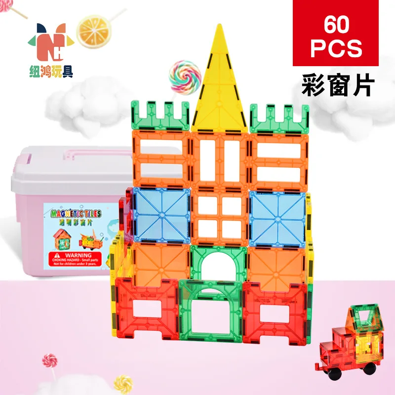 

New Hong Toy Transparent Window Magnetic Educational Toy Building Blocks Assembled Magnetic Pulling Building Piece