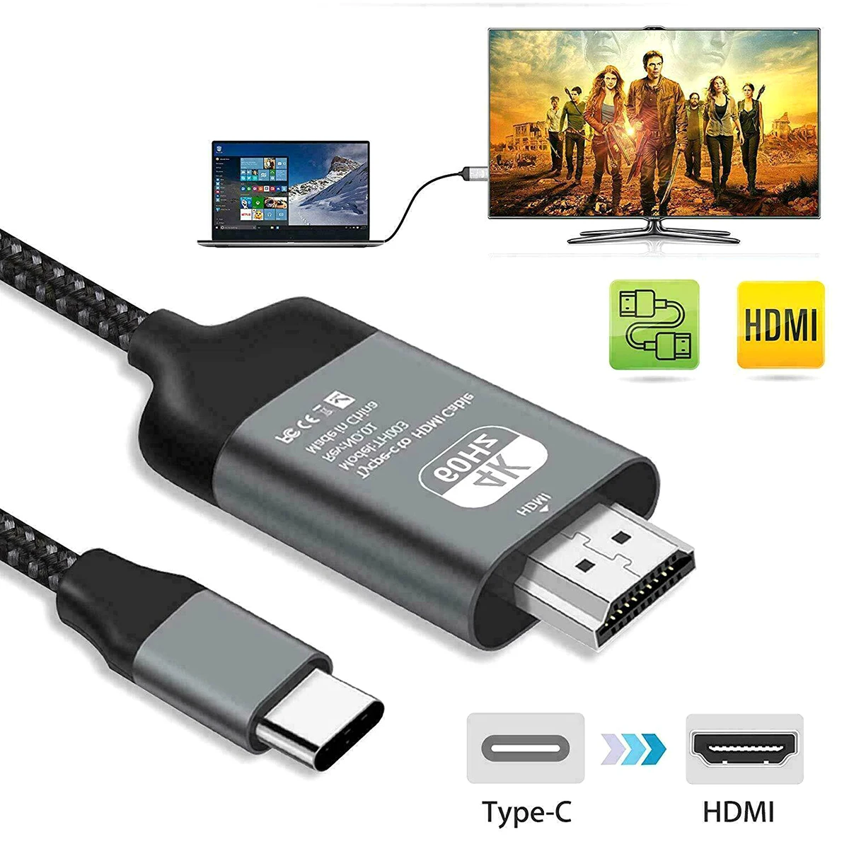 Кабель SOONHUA type-C к HDMI кабель USB C к HDMI кабели 4K 60Hz USB C к HDMI HDTV AV Кабель-адаптер