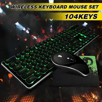 

Gaming Keyboard 104Keys 2.4G Wireless Rechargeable Backlight and Silent Mouse Luminous Ergonomic for PC Laptop Waterproof