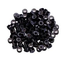 200 шт 5 мм бусины кольца прическа микро кольцо силиконовые капсулы с силиконовой вкладкой темно-коричневый и черный для перьев человеческих волос Инструменты для наращивания