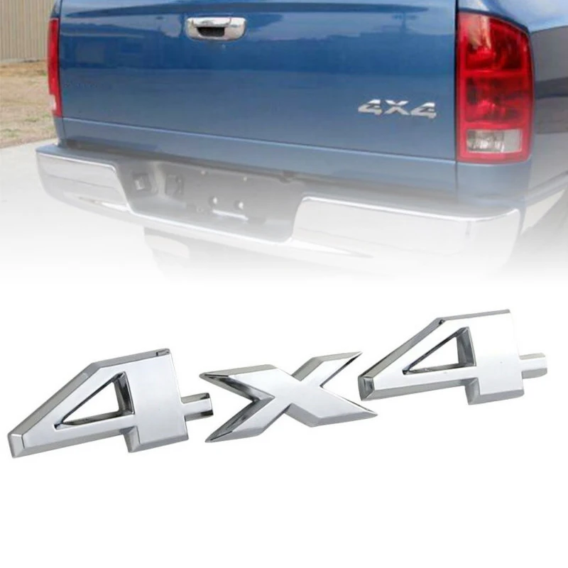 

Silver 4X4 Car emblem Sticker Nameplate Badge 15*2.8CM For Dodge Ram 1500 2500 3500