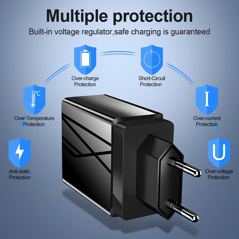 3 порта USB настенный выключатель умный мобильный сотовый телефон Зарядное устройство для huawei коврики 30 20 светодиодный Дисплей, быстрая зарядка, EU/US/UK вилка стол Зарядное устройство