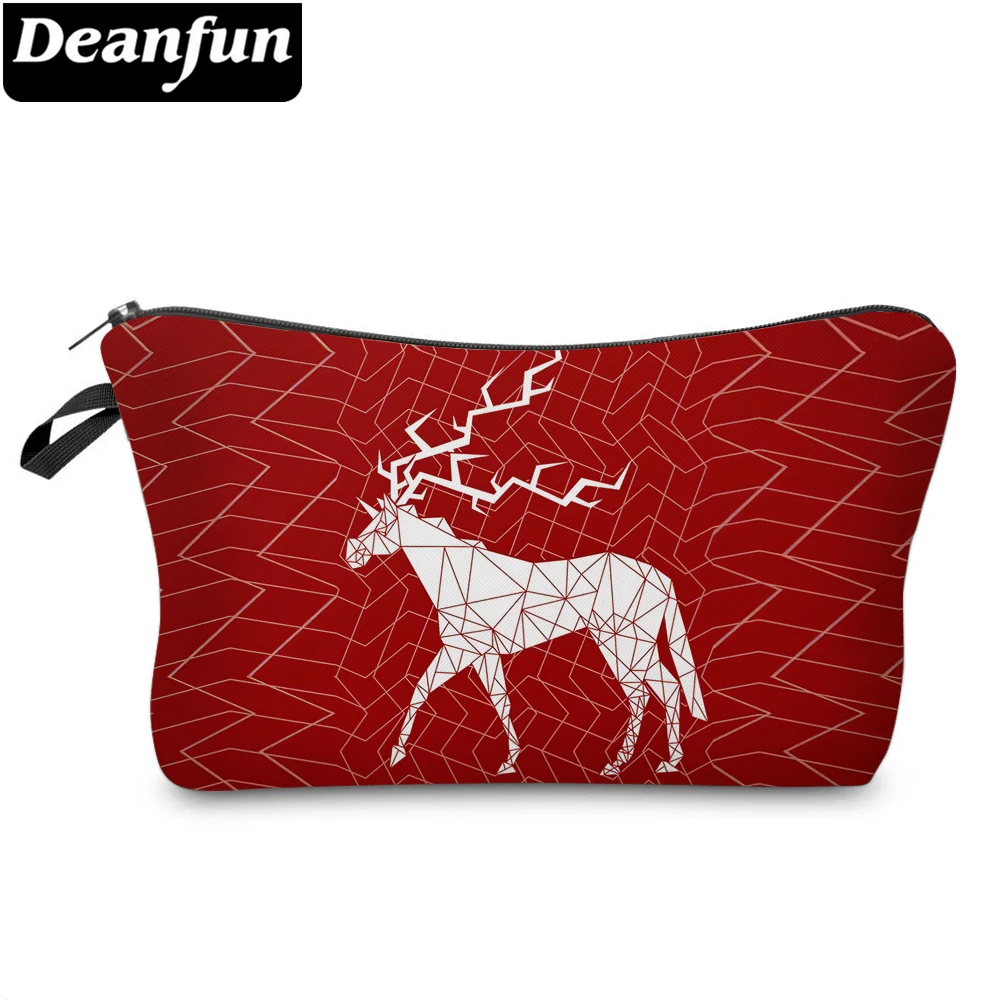 Маленькая косметичка Deanfun с рождественским оленем, красная элегантная очаровательная косметичка для женщин, подарок 51794