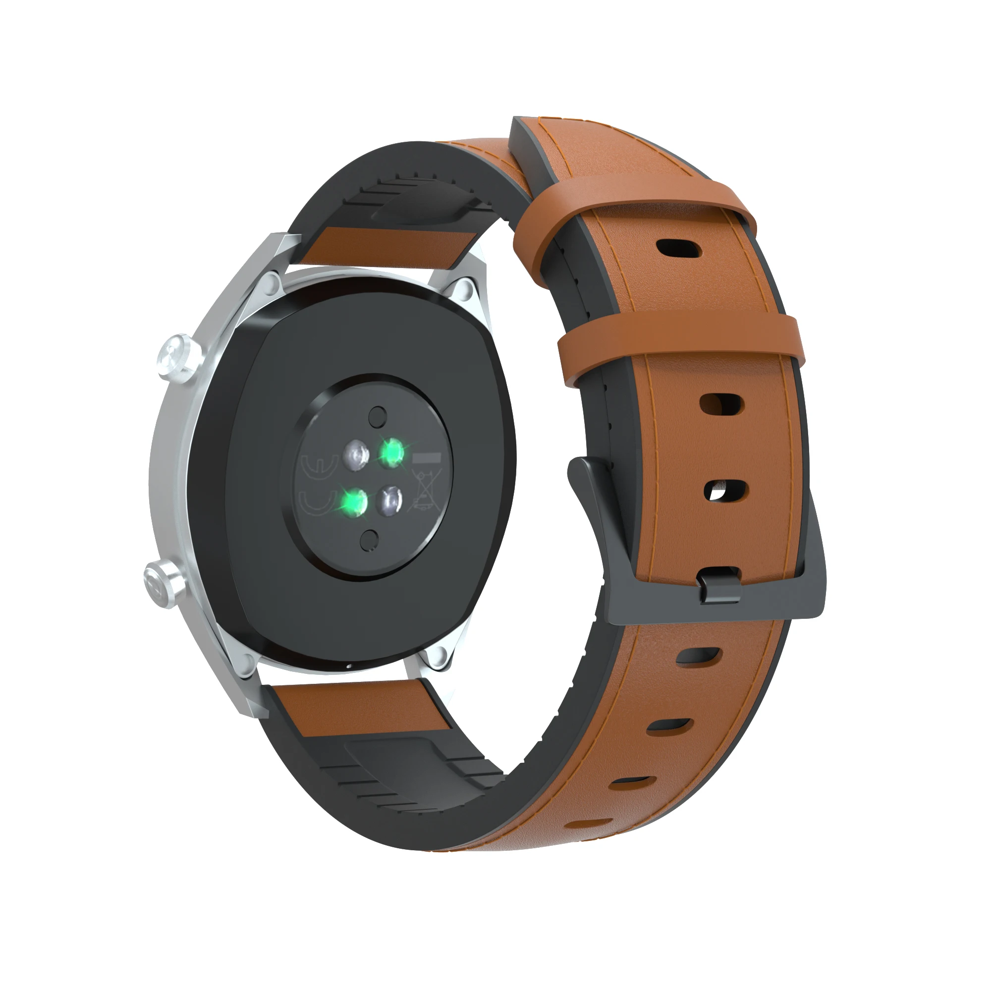 Роскошный ремешок из натуральной кожи с силиконовым ремешком для huawei Watch GT ремешок для samsung galaxy watch 46 мм gear s3 - Цвет: brown