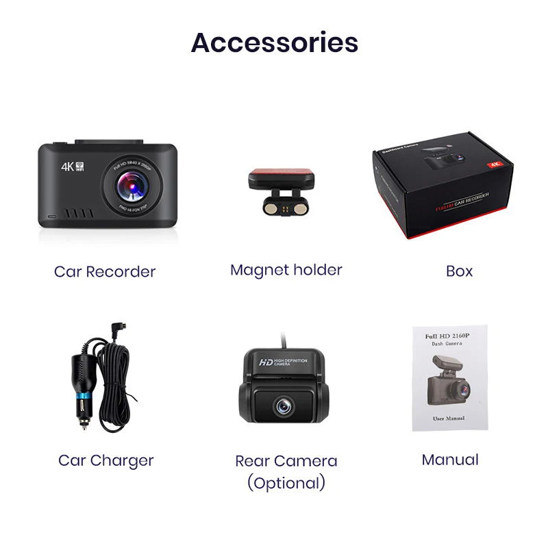Junsun S595 4K Dash Cam жестовая фотография WiFi Автомобильная камера Dashcam 3840*2160P 30FPS Ultra HD DVR