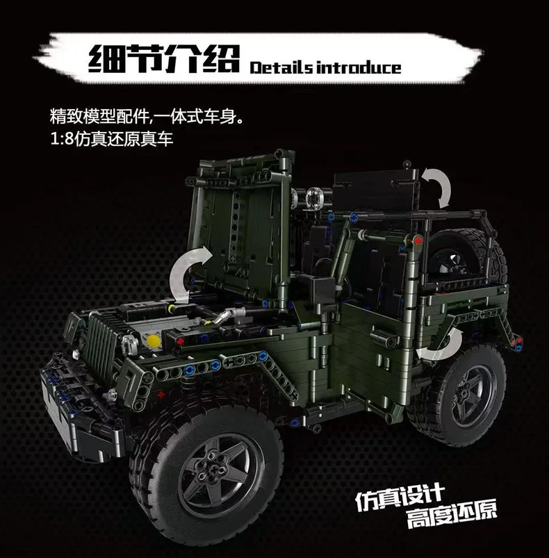 MOC Technic автомобиль Jeep Wrangler авантюрист внедорожник подходит 5140 модель строительные блоки кирпичи детские игрушки подарки для детей