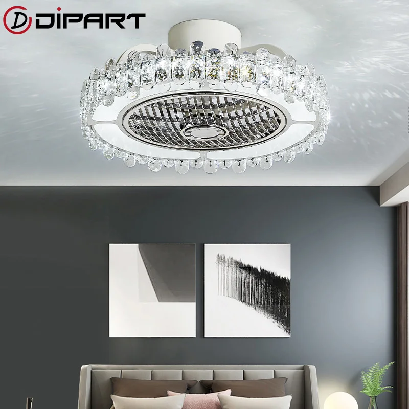 

Ceiling Fan with Remote Control Ceiling Fan Light Living Room Lamp Integrated LED Fan Light Modern Decoration Luminaire Crystal