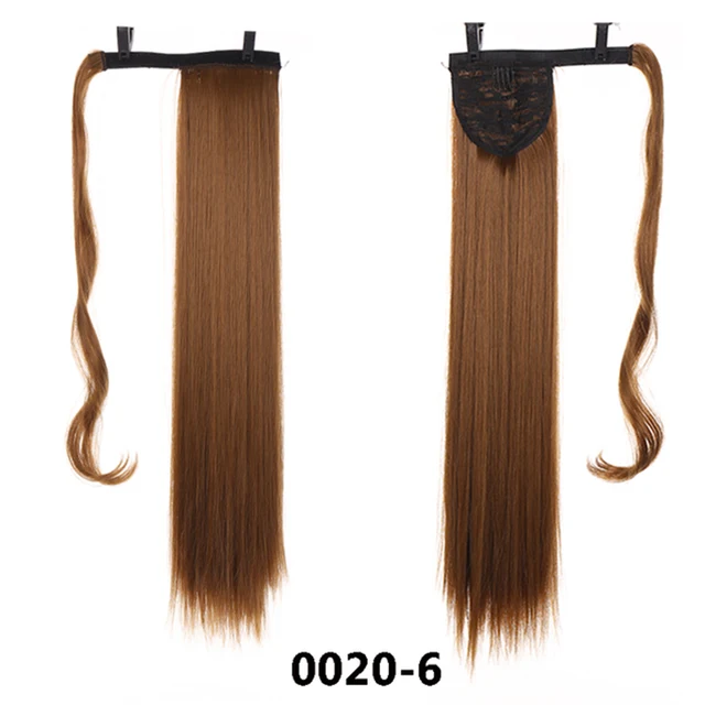 MSTN 24 Inches Long Synthetic Straight Ponytails for Women Natural Clip In Ponytail Hair Extension Hairpieces Blonde Fake Hair 0020-6