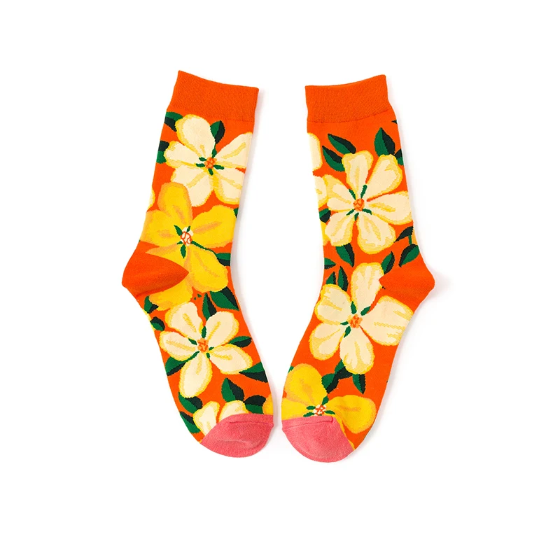 Изображение мулт героев, женский, Носки цветок, растение, свадебная брошь, Kawaii Смешные счастливые повседневная женская обувь коттоновые носки уличная катание носки Harajuku - Цвет: C36-9