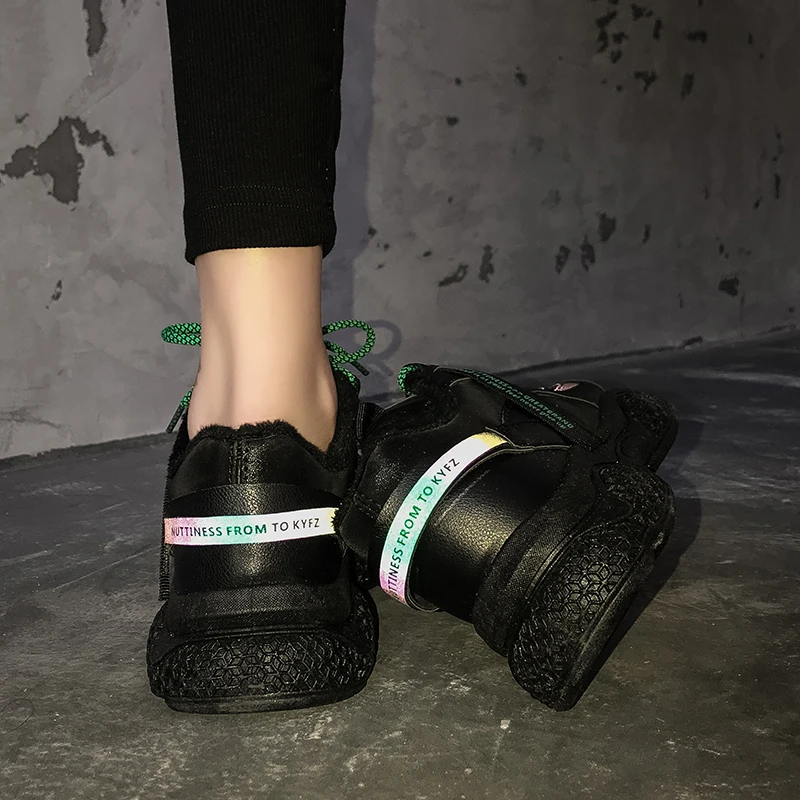 Женские зимние модные кроссовки на платформе; женская повседневная обувь; женская обувь смешанных цветов; женская обувь из вулканизированной кожи; U13-12