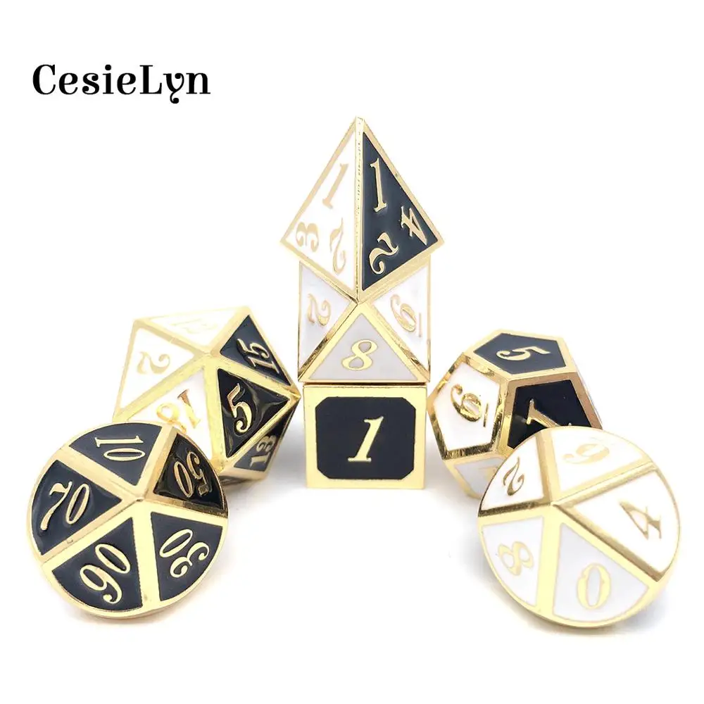 

CesieLyn Good Brothers metal dice 7pcs polyhedral rpg Double Color table game for dungeons and dragons